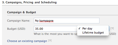 facebook budget facebook budget